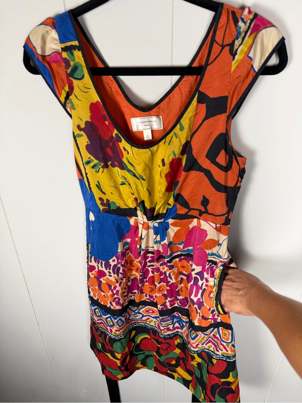 Moulinette Souers 100% Silk Dress Anthropology Abstract Artsy Dopamine Size 2 - Picture 5 of 12